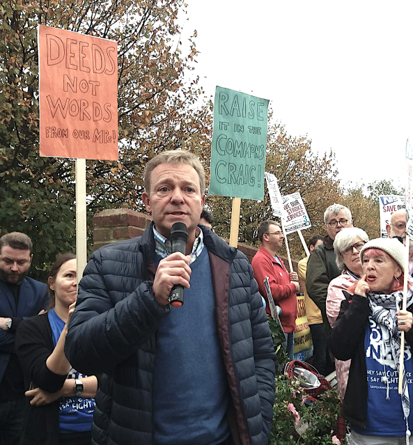 Craig_Mackinlay_MP_thanet_Tory_DEEDS not WORDS QEQM protest