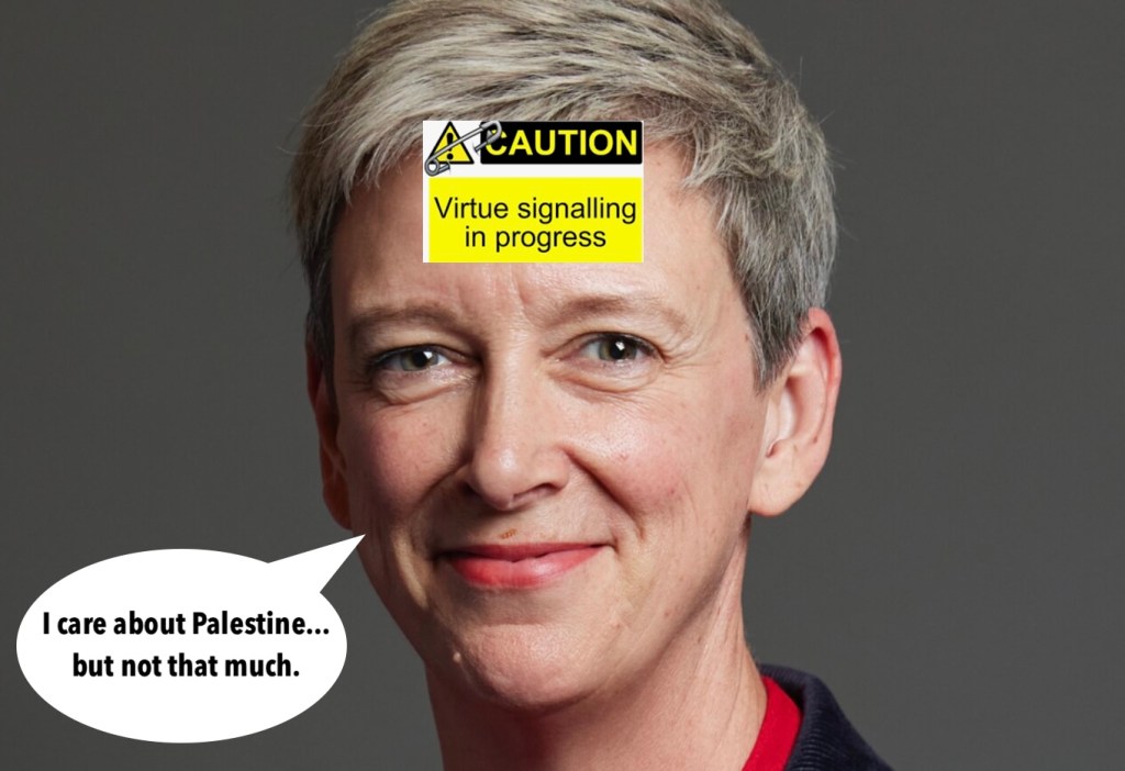 As Palestinians are slaughtered while queuing for food, Polly declines to call for embargo and sanctions on&nbsp;Israel
